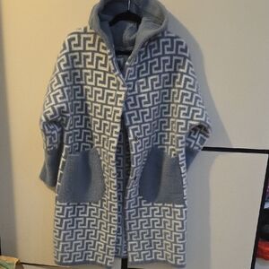 Geometric Patterned Hooded Coat